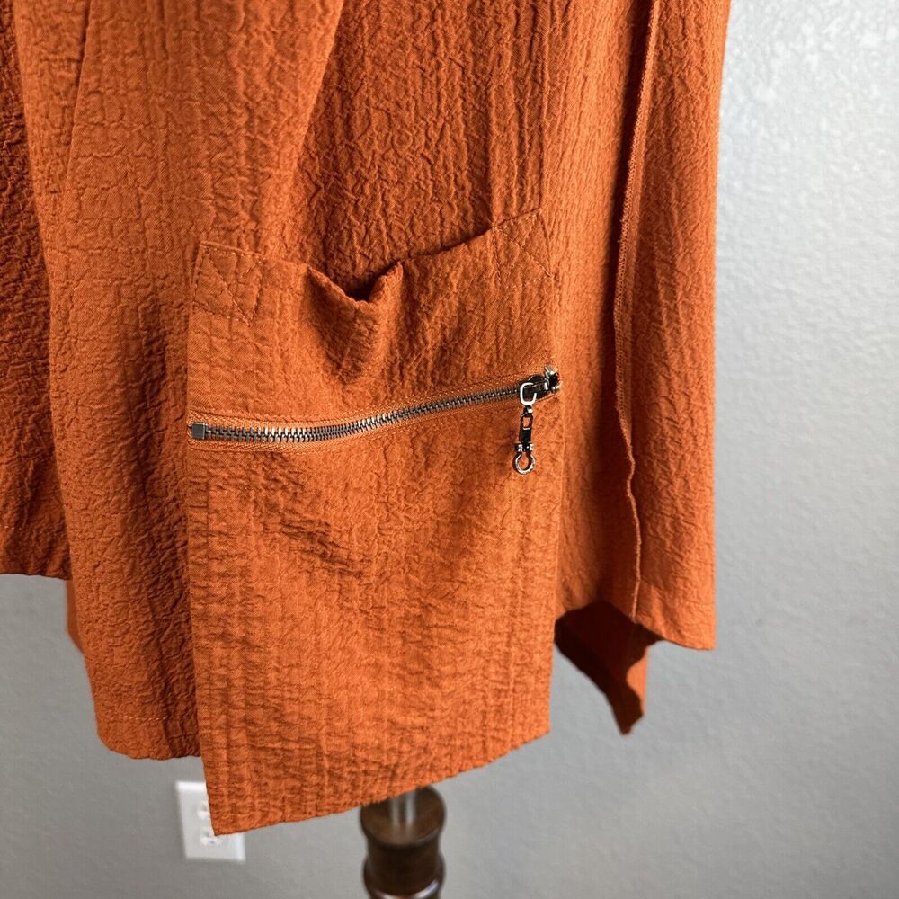 Ali Miles Cowl Neck Asymmetric Tunic Plus Size 1X Rust Orange Pucker Jersey - Picture 6 of 9